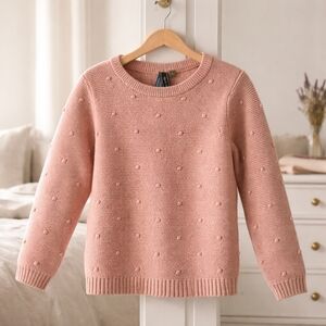 ADD-ON | Small Bone & Scot Toddler Girls Pink Knit Pom Pom Sweater Size 2Y